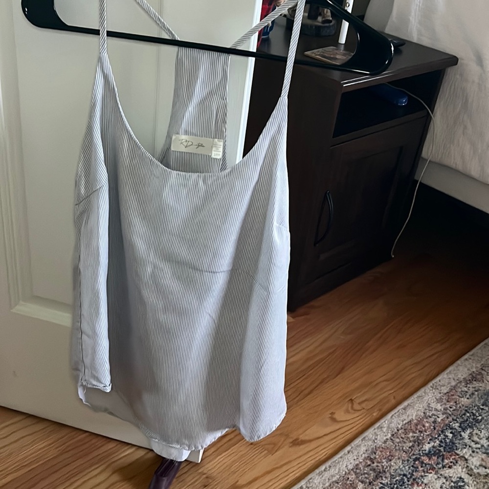 RD Style Blue and white stripe Tank Top
